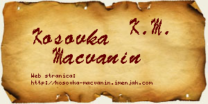 Kosovka Mačvanin vizit kartica